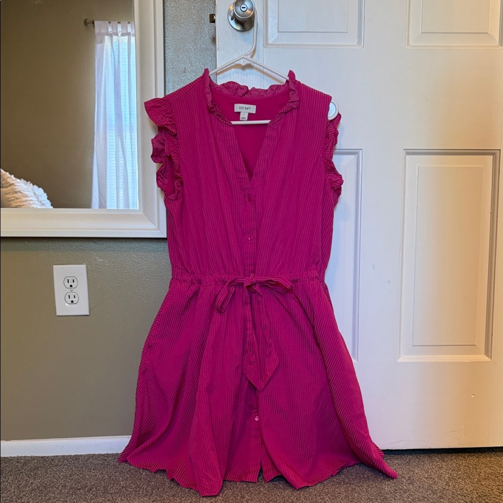 On 34th…Worn Once…Pink Ruffled Sleeveless Dress
